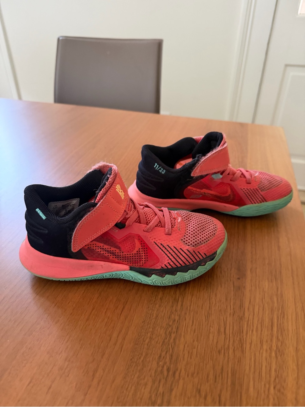 Nike Kids Coral, Black and Mint Green Basketball Sneakers